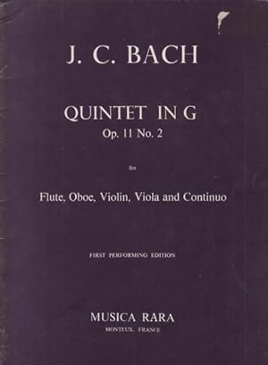 Quintet in G major, Op.11 No.2 for Flute, Oboe, Violin, Viola & Continuo - Set of Parts