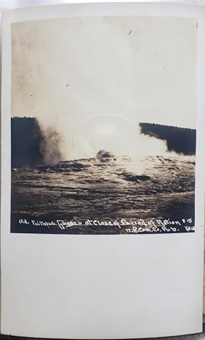 Real Photo Post Card: "Old Faithful Geyser at Close of Period of Action; #15"