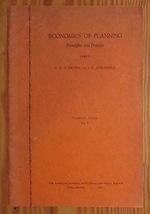 Imagen del vendedor de Economics of Planning - Principles and Practice - Pamphlet Series No. 1 a la venta por RG Vintage Books