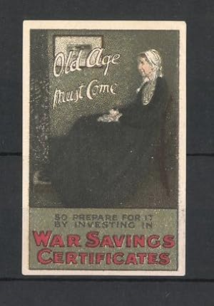 Image du vendeur pour Reklamemarke War Savings Certificates, Old age must come, Portrait einer lteren Dame mis en vente par Bartko-Reher
