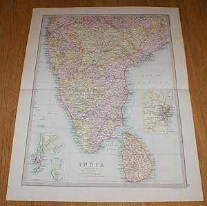 Map of India (Section 3) covering southern India and Ceylon (Sri Lanka) including small inset pla...