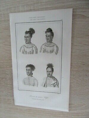 POLYNESIE ILES CAROLINES PORTRAITS DE CHEFS GRAVURE ORIGINALE 1872