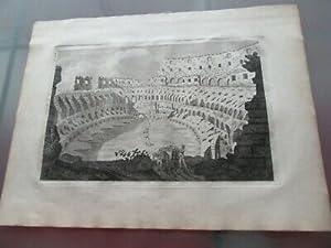 GRANDE GRAVURE 1739 ITALIE AMPHITHEATRE FLAVIEN ROME ROMA OVERBEKE 18èm siècle