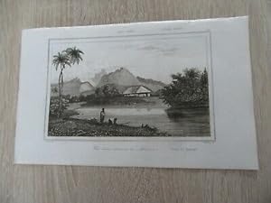 POLYNESIE ILE TAHITI MATAVAI GRAVURE ORIGINALE 1872