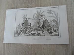 POLYNESIE ILES CAROLINES HABITATIONS GRAVURE ORIGINALE 1872