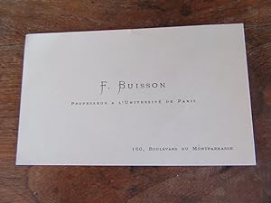 CARTE DE VISITE ANCIENNE F. BUISSON PREFESSEUR UNIVERSITE DE PARIS