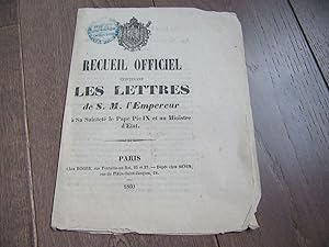 RECUEIL DES LETTRES DE NAPOLEON AU PAPE PIE IX 1860 RARE