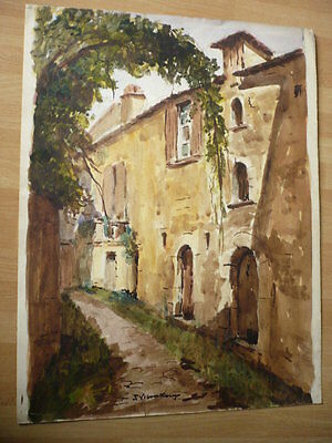 SARLAT AQUARELLE ORIGINALE 1945 SIGNEE JEAN VIGOUROUX PERIGORD