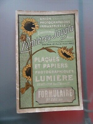 LUMIERE & JOUGLA photographie 1900 Formulaire des plaques et papiers Lumière.