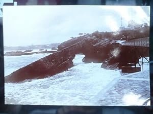 PHOTO ANCIENNE VERS 1900 BIARRITZ ROCHERS ET PASSERELLE VERS ROCHER DE LA VIERGE