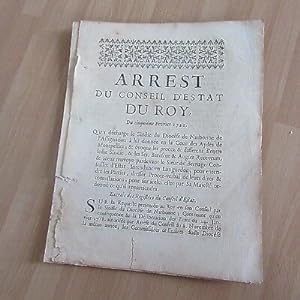 ARRET CONSEIL D'ETAT DU ROY 1721 DIOCESE DE NARBONE