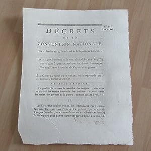 DECRET CONVENTION NATIONALE 1793 vente mobilier des émigrés trouvé ds pays occup