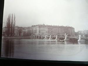 PHOTO ANCIENNE VERS 1900 SUISSE GENÈVE PONT DU MONT-BLANC