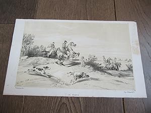 lithographie GRAVURE CHASSE 1880 LA PISTE