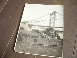 PHOTO 1929 RECONSTRUCTION DU PONT DU TEIL RHONE BRIDGE traverse d'acces rive dro