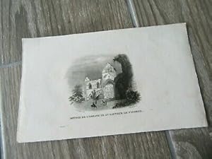 GRAVURE ORIGINALE 1880 ABBAYE DE SAINT SAUVEUR LE VICOMTE