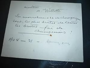 6 DOCUMENTS AUTOGRAPHE DE A. WILLETTE A MOLINE MARCHAND DE TABLEAU