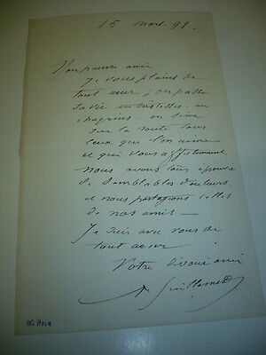 2 LETTRES AUTOGRAPHES DE JEAN-BAPTISTE ANTOINE GUILLEMET PEINTRE 1886