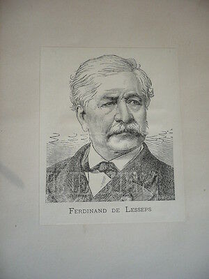 FERDINAND DE LESSEPS GRAVURE 1884