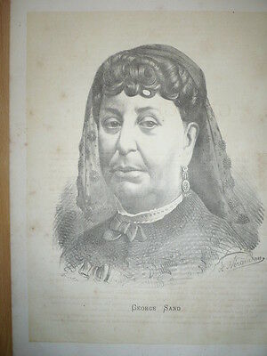 GRANDE LITHOGRAPHIE 1870 GEORGES SAND