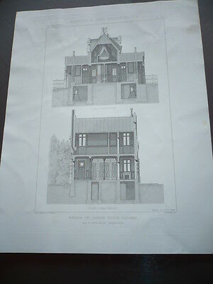 GRAVURE 1873 MAISON DE GARDE POUR SQUARE VERGNON ARCHITECTE