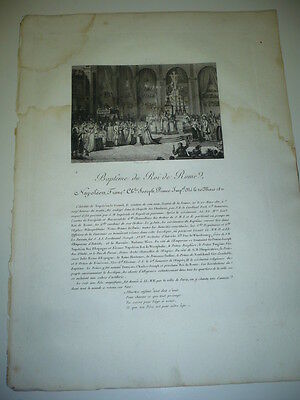 GRAVURE 1810 BAPTEME DU ROI DE ROME NAPOLEON PRINCE IMPERIAL 20 MARS 1811