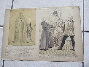 ITALIE 2 DESSINS ORIGINAUX AQUARELLE 1900 PODESTA EVANGILES ARACALI