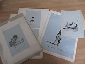 LOT 22 DESSINS ANCIENS CARICATURES GUILLOTAUX BOURON