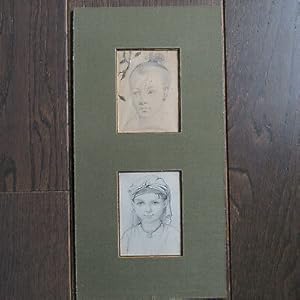 DESSIN ORIGINAL VERS 1940 HENRI ANTOINE LEOPOLD DE MOULIGNON PORTRAITS ENFANTS