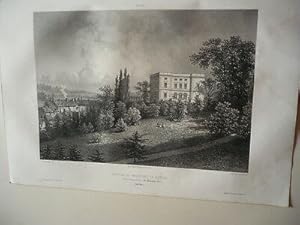 GRANDE LITHOGRAPHIE 1870 CHATEAU DE MONTFORT-LE-ROTROU AU MANS SARTHE (72)