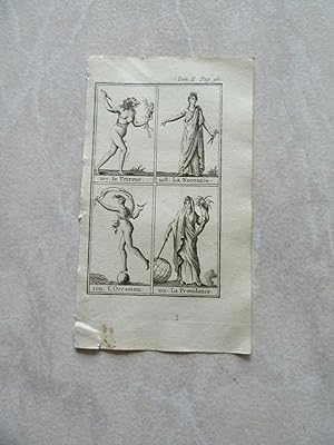 GRAVURE 1810 mythologie la terreur la necessité l'occasion la providence