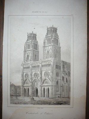 GRAVURE 19ème SIÈCLE CATHÉDRALE D'ORLEANS