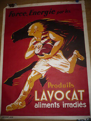 GRANDE AFFICHE RUGBY 1930 DESSINEE PAR HENRI PROST LYON