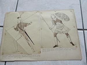 ITALIE 2 DESSINS ORIGINAUX 1900 SOLDAT ARCHER