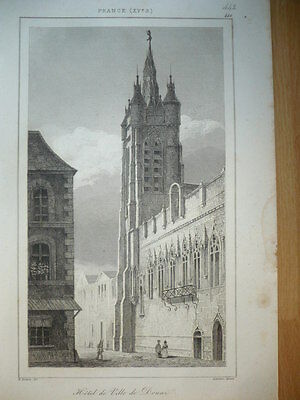 HOTEL DE VILLE DE DOUAI AU XVème siècle GRAVURE 19°