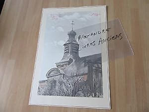 GRAVURE 1890 EGLISE ET COUVENT DES BENEDICTINES A LIEGE BELGIQUE