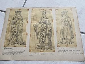 ITALIE 3 DESSINS ORIGINAUX 1900 CARDINAL ARCHEVEQUE