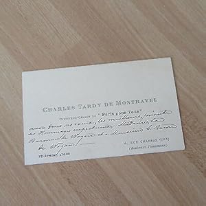 CARTE DE VISITE MANUSCRITE CHARLES TARDY DE MONTRAVEL PARIS POUR TOUS