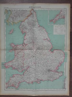 Imagen del vendedor de GRANDE CARTE GEOGRAPHIQUE ANCIENNE EN COULEURS 1920 ANGLETERRE ROYAUME UNI a la venta por GEOFFRIAULT