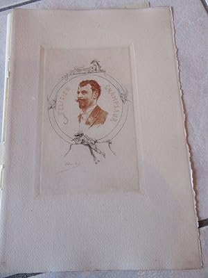 gravure vers 1900 vernis mou portrait de FELICIEN CHAMPSAUR
