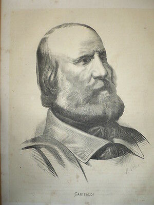GRANDE LITHOGRAPHIE 1870 GARIBALDI JOSEPH