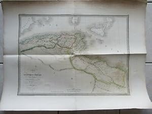 GRANDE CARTE GEOGRAPHIQUE ANCIENNE EN COULEURS 1829 L'AFRIQUE PROPRE NUMIDIE