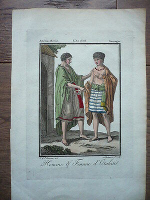 GRAVURE TAHITI HOMME FEMME D'ORAHITIE 1806 ST SAUVEUR LACHAUSSEE