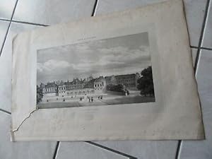 GRAVURE 1828 PARIS VUE DU PALAIS ROYAL JARDIN PALAIS CARDINAL