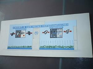 DESSIN ARCHITECTURE D'INTERIEUR VINTAGE 1960 GOUACHE stand SERVOMECANISMES