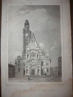 GRAVURE 19ème SIÈCLE EGLISE SAINT ETIENNE DU MONT PARIS