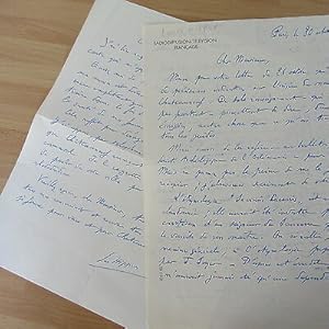 2 LETTRE MANUSCRITES LOUIS HIPPEAU 1960