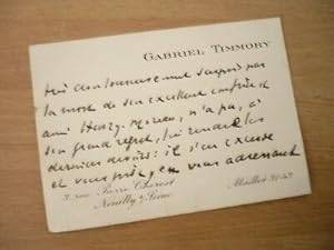 CARTE DE VISITE AUTOGRAPHE GABRIEL TIMMORY