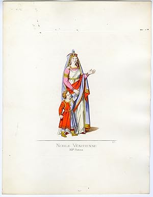 Antique Print-VENICE-ITALY-COSTUME-13TH CENTURY-PLATE 18-Bonnard-Mercuri-1860
