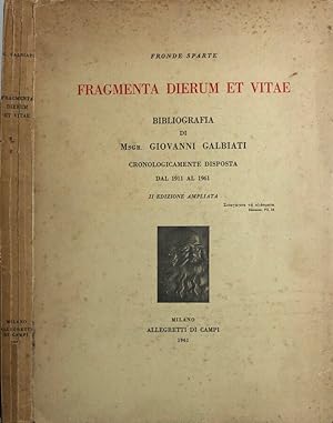 Bild des Verkufers fr Fronde sparte. Fragmenta dierum et vitae zum Verkauf von Biblioteca di Babele